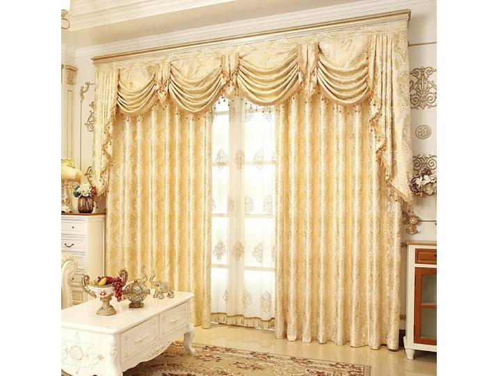 Rideau en tissu jacquard doré crypté, style européen, rideaux pour salon, salle à manger, chambre à coucher