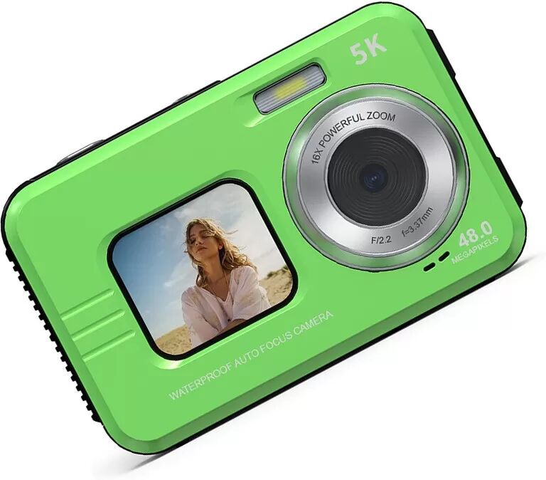 INF 4K Wasserdichte Digitalkamera mit Dual-Display – Perfekt für Selfies und Unterwasseraufnahmen Grün