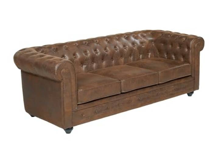 Vente-unique Sofa 3-Sitzer - Microfaser - Vintage-Look - Chesterfield