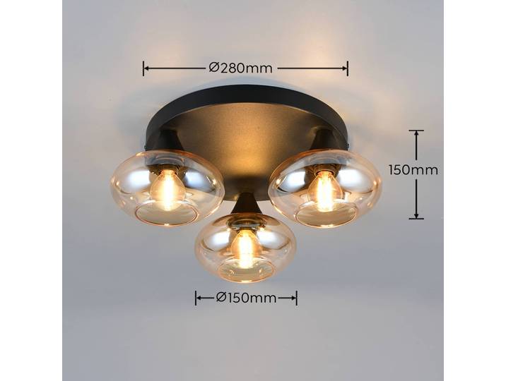 Reality Leuchten Deckenleuchte Divina, dimmbar, creme / amber, für Wohn- / Esszimmer, Glas, Modern