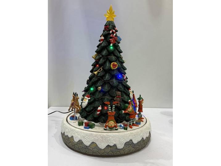 Musicboxworld Spieluhr Beleuchteter Weihnachtsbaum mit lustiger Drehszene