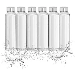 relaxdays Glas-Trinkflasche 500 ml 6er-Set weiß