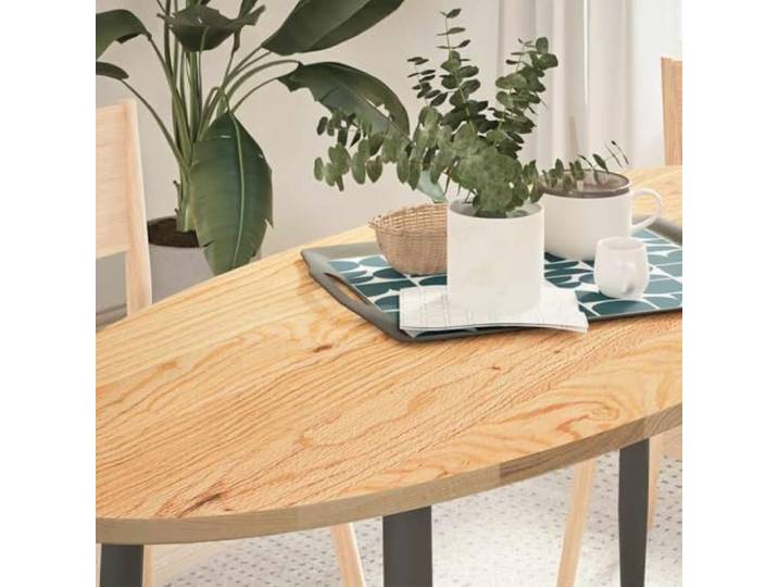 LPERTGFHU Tischplatte Eiche Massivholz 140x60x2 cm Oval Robustes Eichenholz, Vielseitig kombinierbar, Fein geschliffene Oberfläche