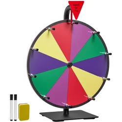 VEVOR Glücksrad Drehrad (305 mm) 10 Slots Glücksrad mit Ständer, Lotteriespiele Gewinn-Roulette mit Tafelschwamm & 2 Markern, 6 Farben, Spinning Prize Wheel ideal für Party Kneipe Messe