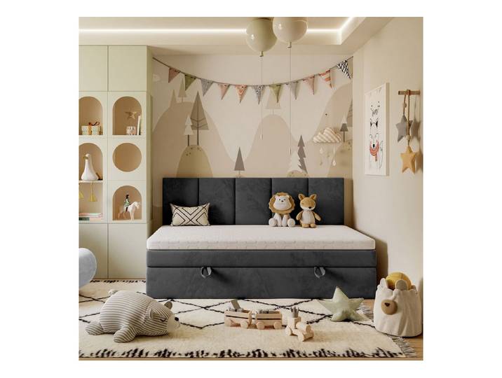 Lookway Boxspringbett Kontinental ELZA MINI mit Bettkasten und Topper, h:103, b:200, komfortabel gepolstertes, hohes Kopfteil