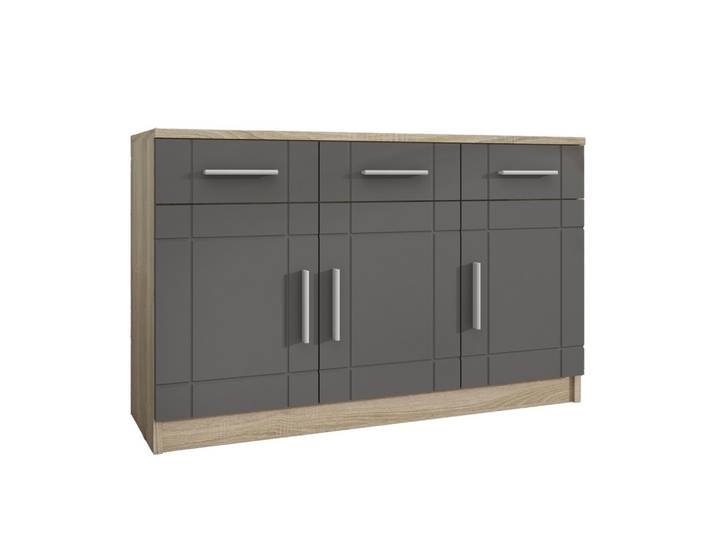KOMMODE PERUGIA 103/70/37 cm mit 3 Schubladen 3 Türen Sonoma Eiche