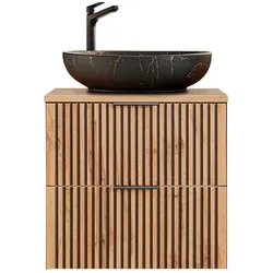 WASCHTISCH 60.6cm Gaia Holz in Eichenoptik und Schwarz