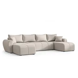 WOHNLANDSCHAFT Malatya U Form Beige 311/145/80 cm mit Schlaffunktion