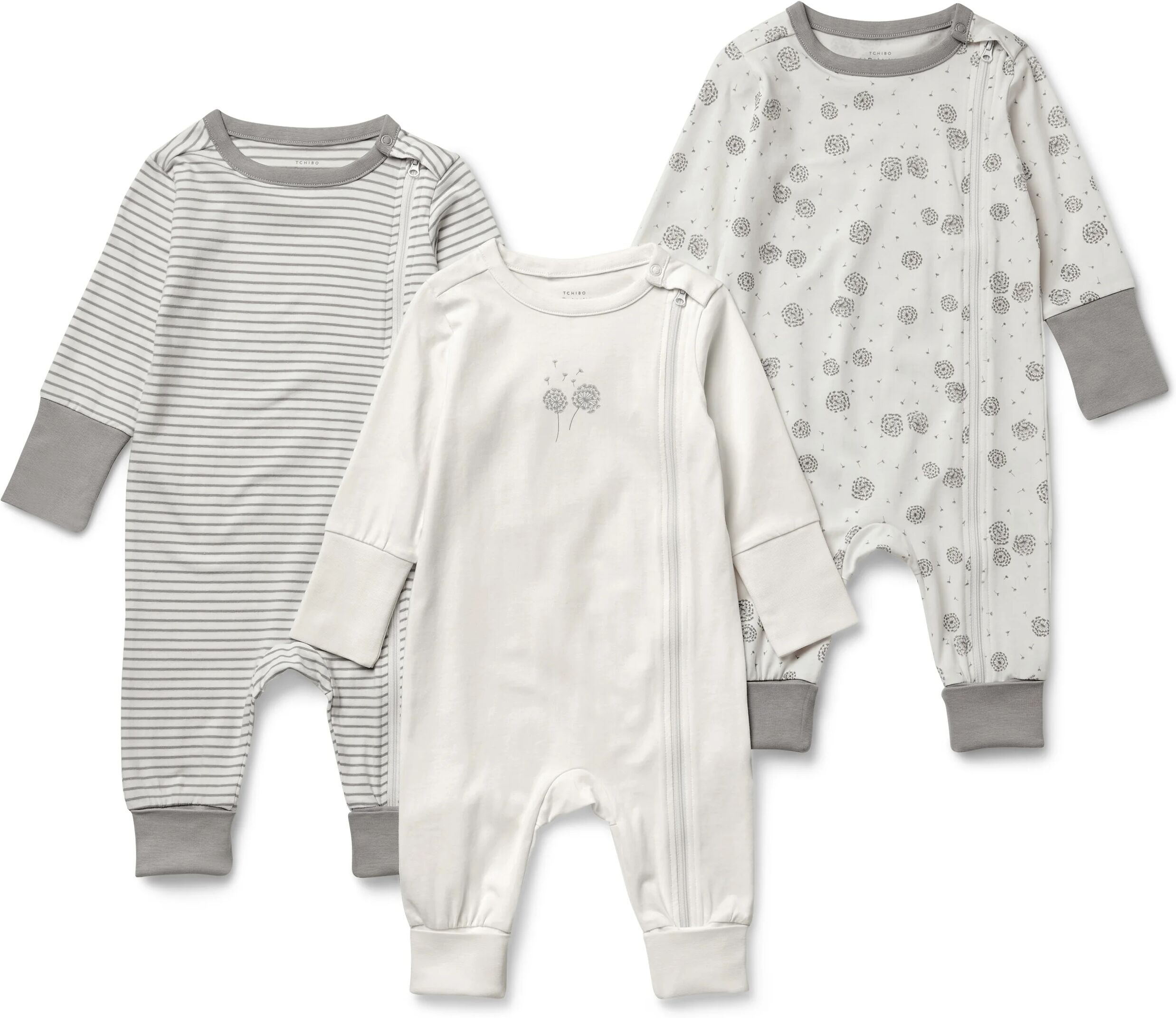 Tchibo - 3 Baby-Pyjamas - Baby - Gr. 86/92 - weiss/print