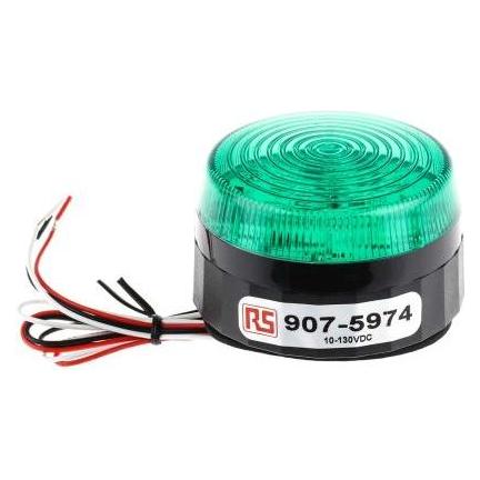 RS PRO LED Beacon, Green, Low Prof, 10-100Vdc (9075974)
