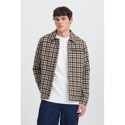 Kurzjacke BLEND "BHFIFE CHECK JKT", Herren, Gr. 3XL, beige (turkish coffee), Web, Obermaterial: 100% Polyester, kariert, regular fit normal, gerader Abschluss, Jacken Kurzjacke, Kunstfaser, regular fit