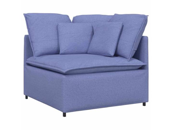 KTHLBRH Modulares Sofa Jeans Blau mit Kissen Metallrahmen, Armlehnen aus Holz, 2 Abschnitte, für Wohnzimmer
