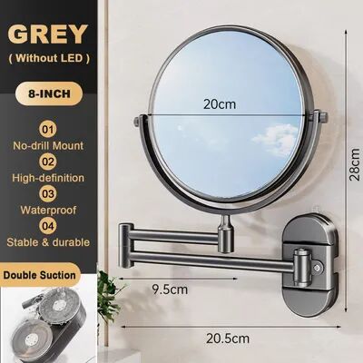 Friendly Fresh Finds LED Wall Mounted Makeup Mirror With Magnification Rotating Folding Bathroom Mirror 8 Inch aluminum