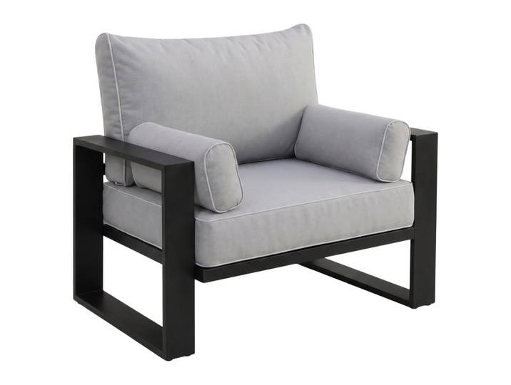 Beautysofa Loungesessel Verdino mit Metallrahmen Hellgrau, 94x90x87 cm, Gartenmöbel, Loungemöbel, Loungesessel