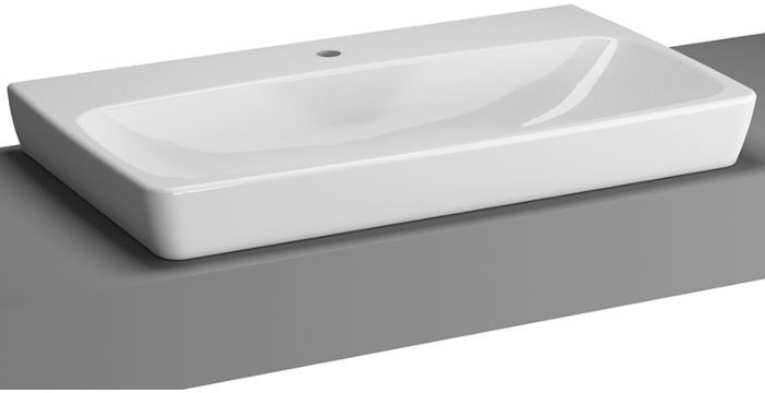 Vitra Metropole Aufsatzwaschtisch 5663B003-0937 weiß, 80x46cm, geschliffen, Hahnloch mittig