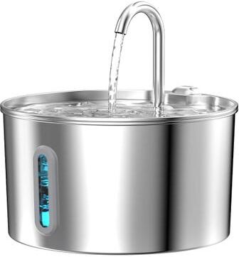 Inspired Living 2.2L Stainless Steel Cat Fountain With Quiet Filtration Pump a