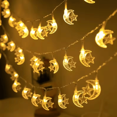 Inspire Curations 3M Star Moon String Lights 20 LED Battery Powered Decorative Lights For Ramadan, Weddings And Home Decor star Moon 3m 20led