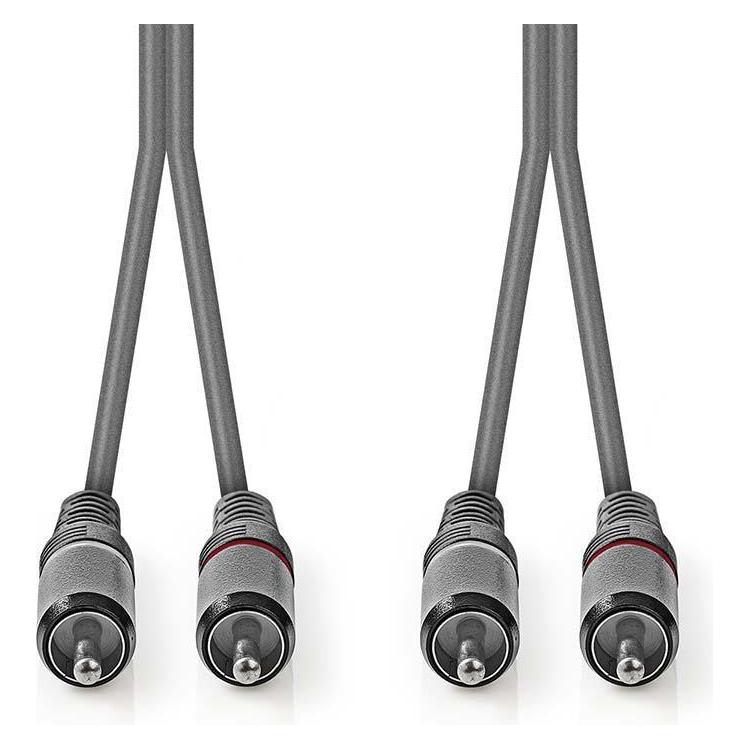 Nedis Stereo-Audiokabel 2X RCA Stecker 2X RCA Stecker Vernickelt 1.50 m rund Dunkelgrau Kartonhülle (1.50 m, Cinch Kabel) (COTH24200GY15)