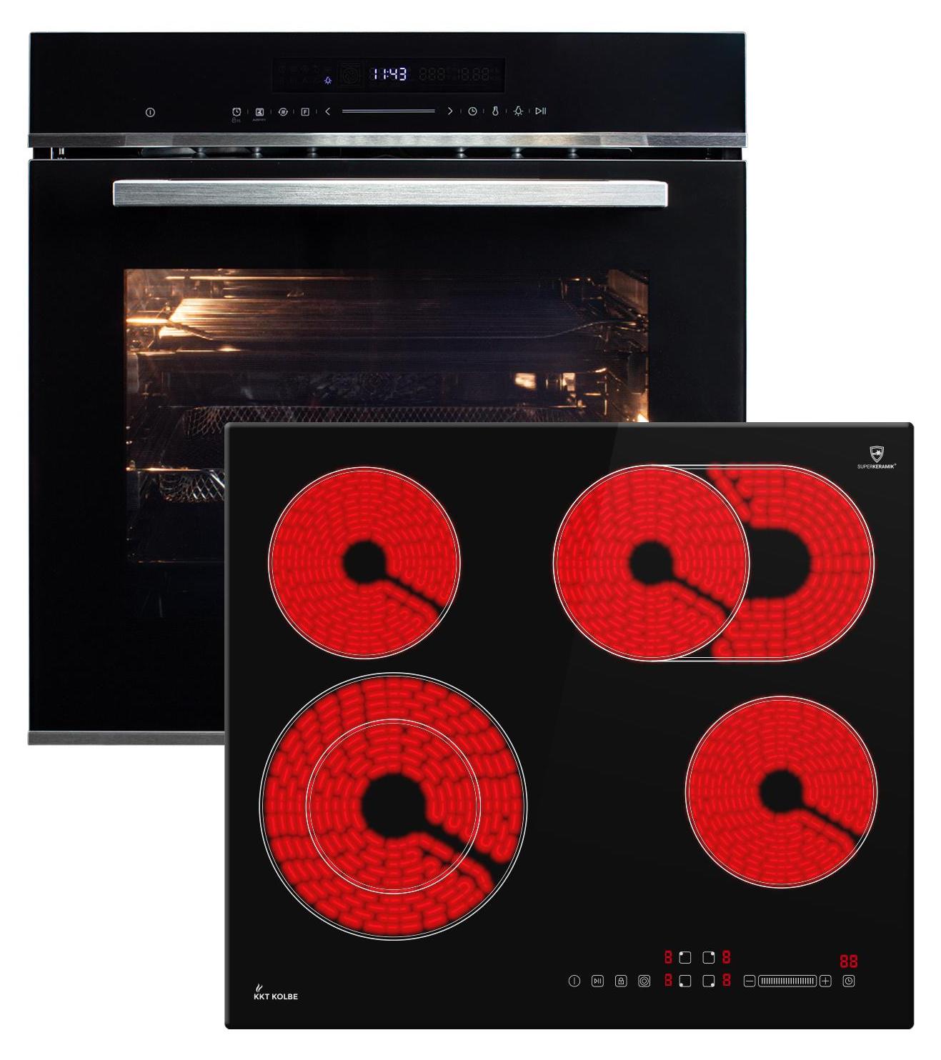 Autarkes Herdset: 60cm Einbaubackofen EB8017ED + 59cm Kochfeld CH5901RL | Katalyse | Pizzafunktion | Grill | Umluft | Heißluft | Automatik-Timer | 2-fach Wärmeschutzverglasung | SET8017CH59RL