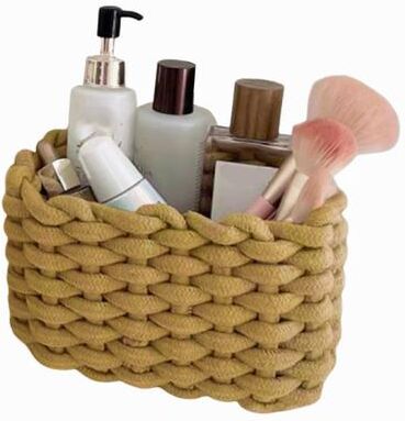 Friendly Fresh Finds Handmade Cotton Rope Basket Tabletop Organizer For Bread Fruit And Snacks coffee Color