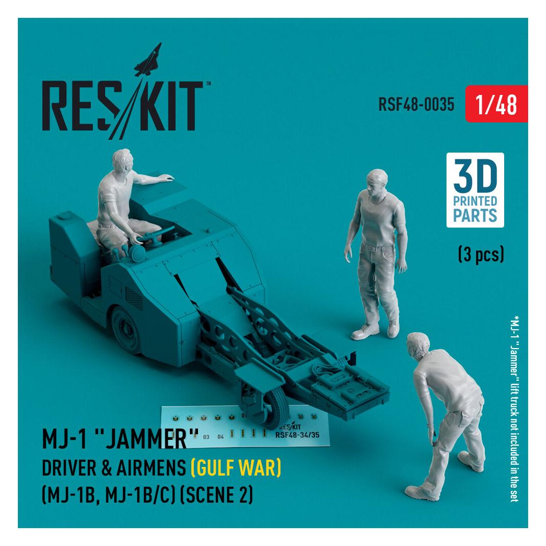 ResKit MJ-1 Jammer Driver & airmens (Gulf War) (MJ-1B, MJ-1B/C) (scene 2) (3 pcs) (3D Printed) (RSF48-0035)