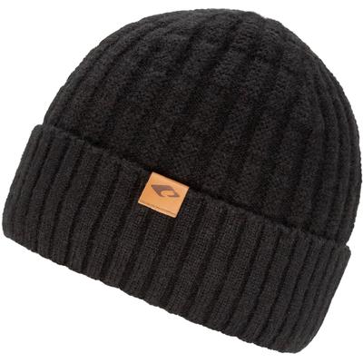 Beanie CHILLOUTS "Bruno Hat", Herren, schwarz, Rippstrick, Kunstfaser, unifarben, Mützen Beanie, mit dezentem Logo