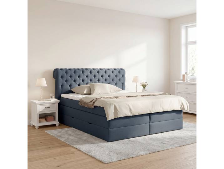 Boxspringbett Belano Dunkelblau 200x200cm