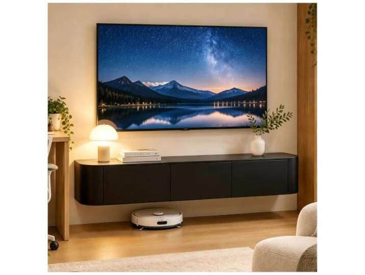 Weißer TV-Ständer Zur Wandmontage, Schwebender TV-Schrank Mit Stauraum, TV-Bank Aus Holz Mit Schublade, Kabelführungsloch, Hohle Rückseite, Moderne Unterhaltungsmedienkonsole(Schwarz,140x24x20cm)