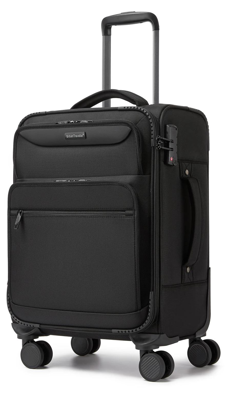 Leichtes weiches Kofferset - 3-teiliges Set - Laptopfach - 4 Rollen - TSA-Schloss - Schwarz