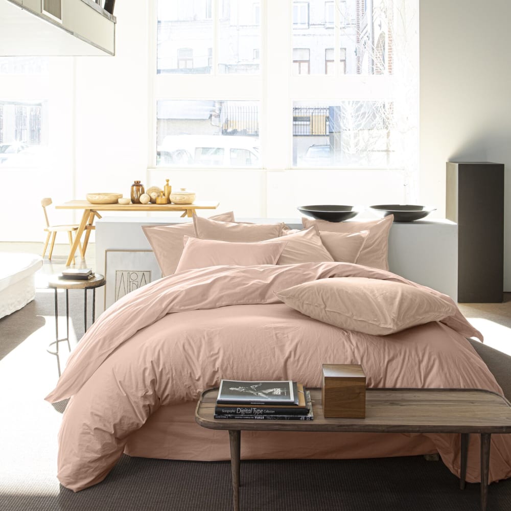 Best Interior Housse de couette percale de coton rose 260x240 cm Rose 240x240x260cm