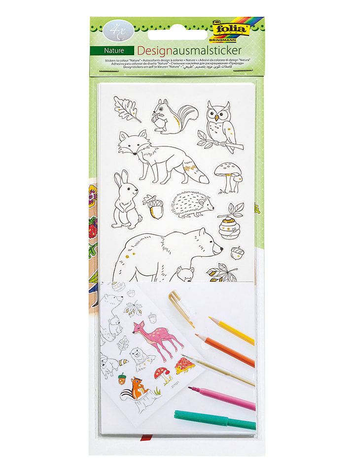 folia PAPER Ausmalsticker "Nature" - 4 Karten - onesize