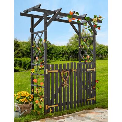 Rosenbogen PROMADINO "Pergola Ben", grau (anthrazit), B:200cm H:208cm T:65cm, Holzwerkstoff, Rankhilfen, BxTxH: 200x65x208 cm, mit Türen, anthrazit