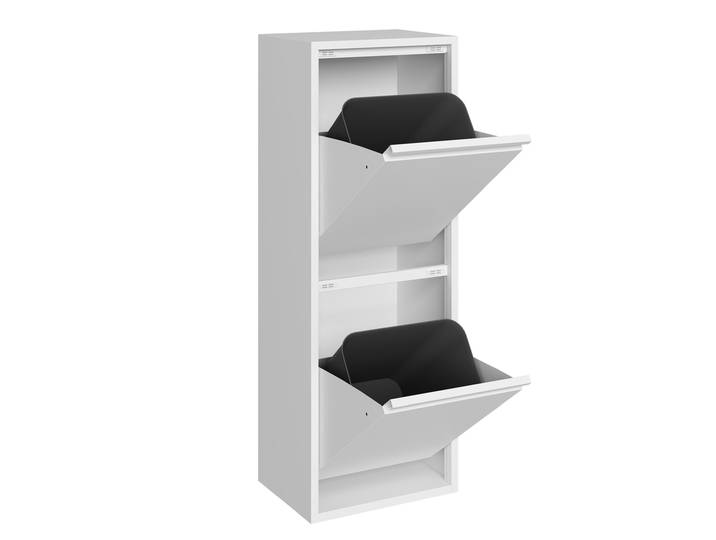 Abfalleimer Metall 2 Fächer 30L weiss