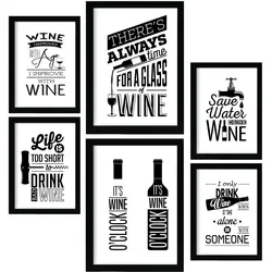 POSTER Set Mit 6 Wein 2 Kaffee & Getränken Im Werbetafel Illustrationen A3 & A4 Rahmenlos