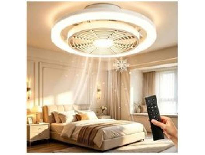 Ventilateur Plafond Avec Lumiere Silencieux Dimmable LED Lampe Ventilateur avec Télécommande 4 Blanc 40CM 40CM AMPOULE