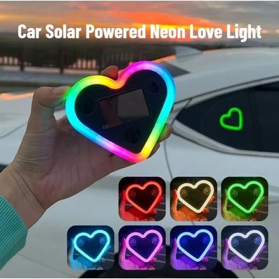 Inspired Finds Solar Powered Heart Neon Car Window Light For Romantic Interior Decor blue
