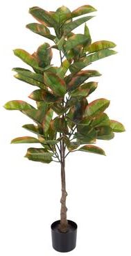 "Artificial Rubber Plant - 51-Inch Faux Tree with Natural-Feel Leaves by Pure Garden (Variegated) - 51"""