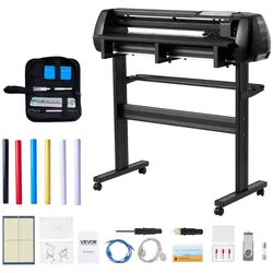VEVOR Vinylschneidemaschine mit 87 cm max. Zufuhrbreite & Doppelklingen & LED-Anzeige, einstellbares Vinyl-Schneideplotter-Set mit Aufkleberbögen & Transferfolien & Signmaster-Software