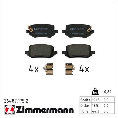 ZIMMERMANN Bremsbelagsatz, Scheibenbremse 26487.175.2 Hinterachse für HYUNDAI