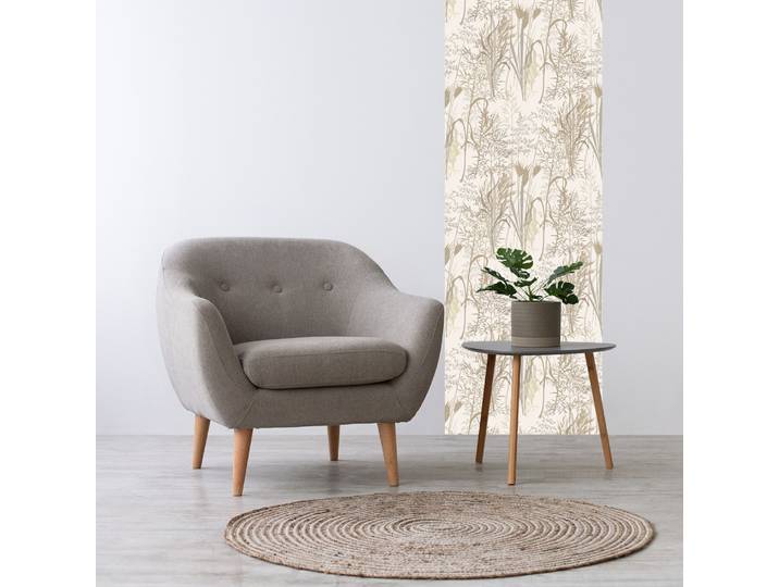 3D-Tapete QUEENCE Gräser und Pflanzen, selbstklebendes Wandpaneel , beige (beige,natur), B:60m H:250m, Vinyl, Tapeten, 3D-Tapete, 60 x 250 cm Fototapete, Mustertapete, Anbringung ohne Kleister