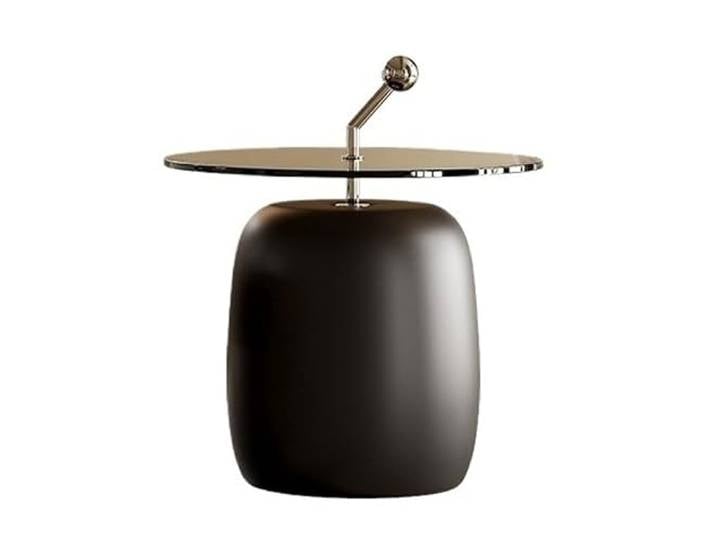YCCHAH Sofatisch Personalisierte Glas Sofa Beistelltisch Home Light Luxury Schwarz Rund Klein Kaffee Wohnzimmer-Beistelltisch