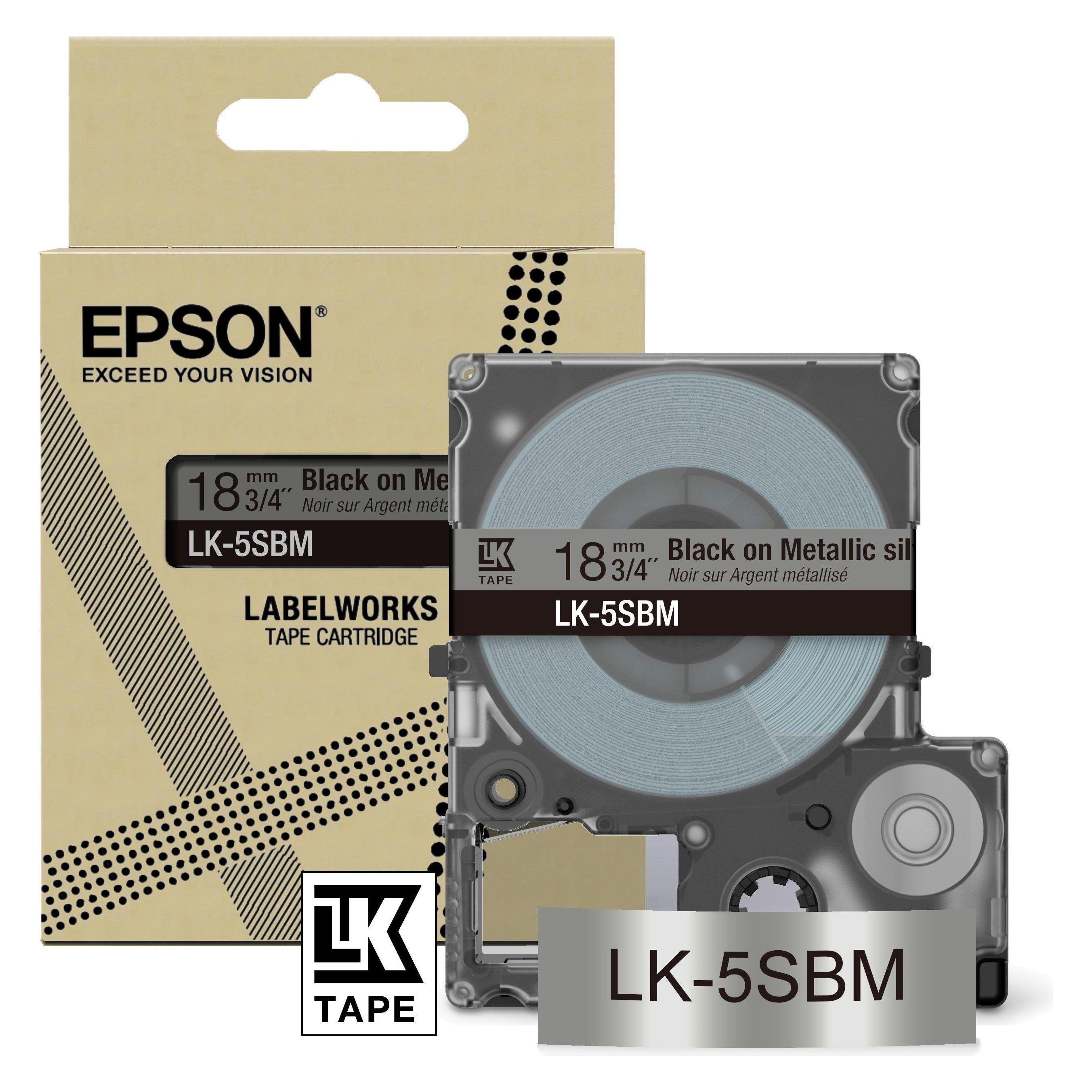Epson Metallic Silver/Black 18mm LK-5SBM (1.80 cm, Schwarz) (C53S672094)