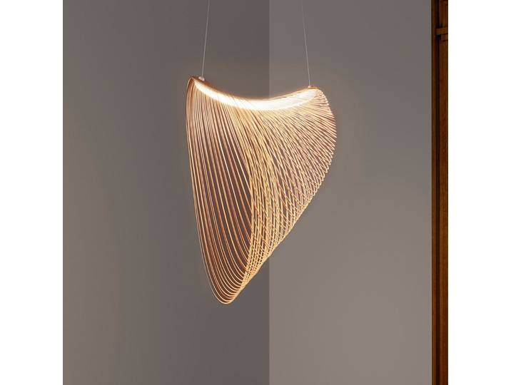 Suspension LED Illan, Ø 80 cm, bois, à intensité variable - Luceplan - Salon / séjour - Design - À ampoule unique