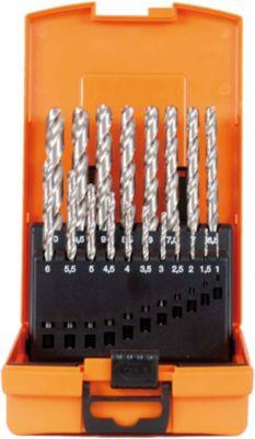 Projahn Spiralbohrer-Set, HSS-G, 19-teilig, Ø 1–10 mm / 0,5 mm Schritte, Kunststoffkassette, DIN 338 Typ N, kurzer Typ, Zylinderschaft