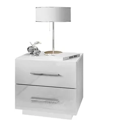 NACHTTISCH LINA LUX mit Hochglanzplatte, LED, Chromgriffe