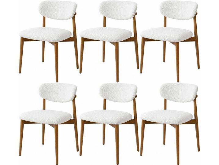 JVmoebel Esszimmerstuhl 6x-Stuhl modern braun weiß Holz Stoff Minimalismus
