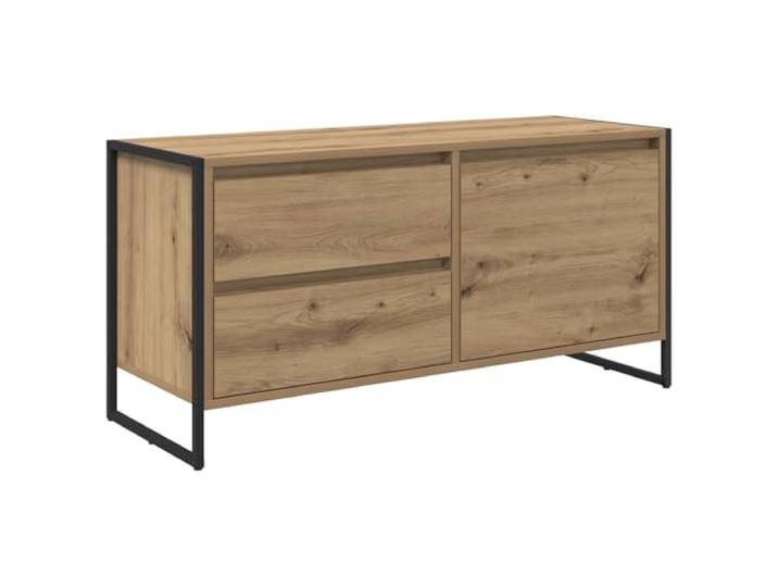 KUPTYERFG TV-Schrank Kunsthandwerk Eiche 100x36x49,5 cm Lowboard Industrielles Board mit Fach und Stahlbeinen für Ordnung im Wohnzimmer oder Schlafzimmer. Kompaktes Design für Mediaplayer.