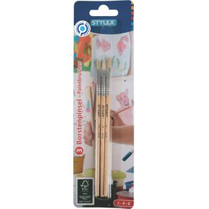 Stylex Pinsel 35043, Pinselset, Borstenpinsel, Größe 2, 4 & 6, 3 Stück