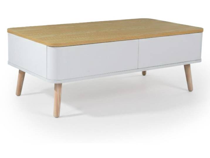 MENZZO Table basse scandinave Bergen Blanc et Bois