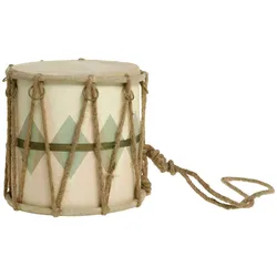 Chic Antique Handgemachte Vintage Trommel mit Leder, H16/Ø 17 cm, Salbei